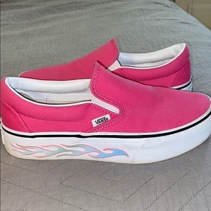 Vans Slip-On Flame Pink Platform Shoes